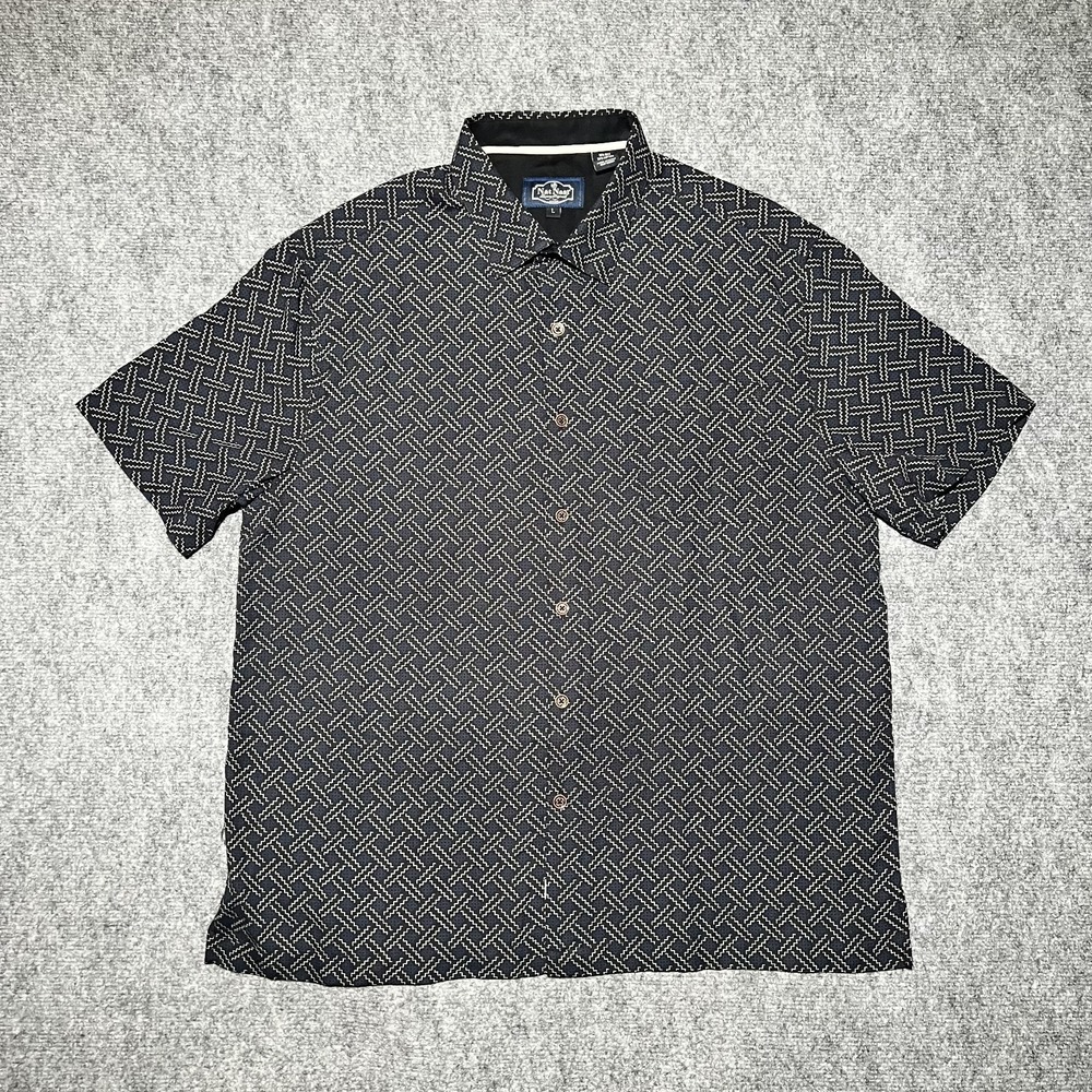 Nat Nast Silk Blend Button Up Short‎ Sleeve Men Size Large Geometric Print